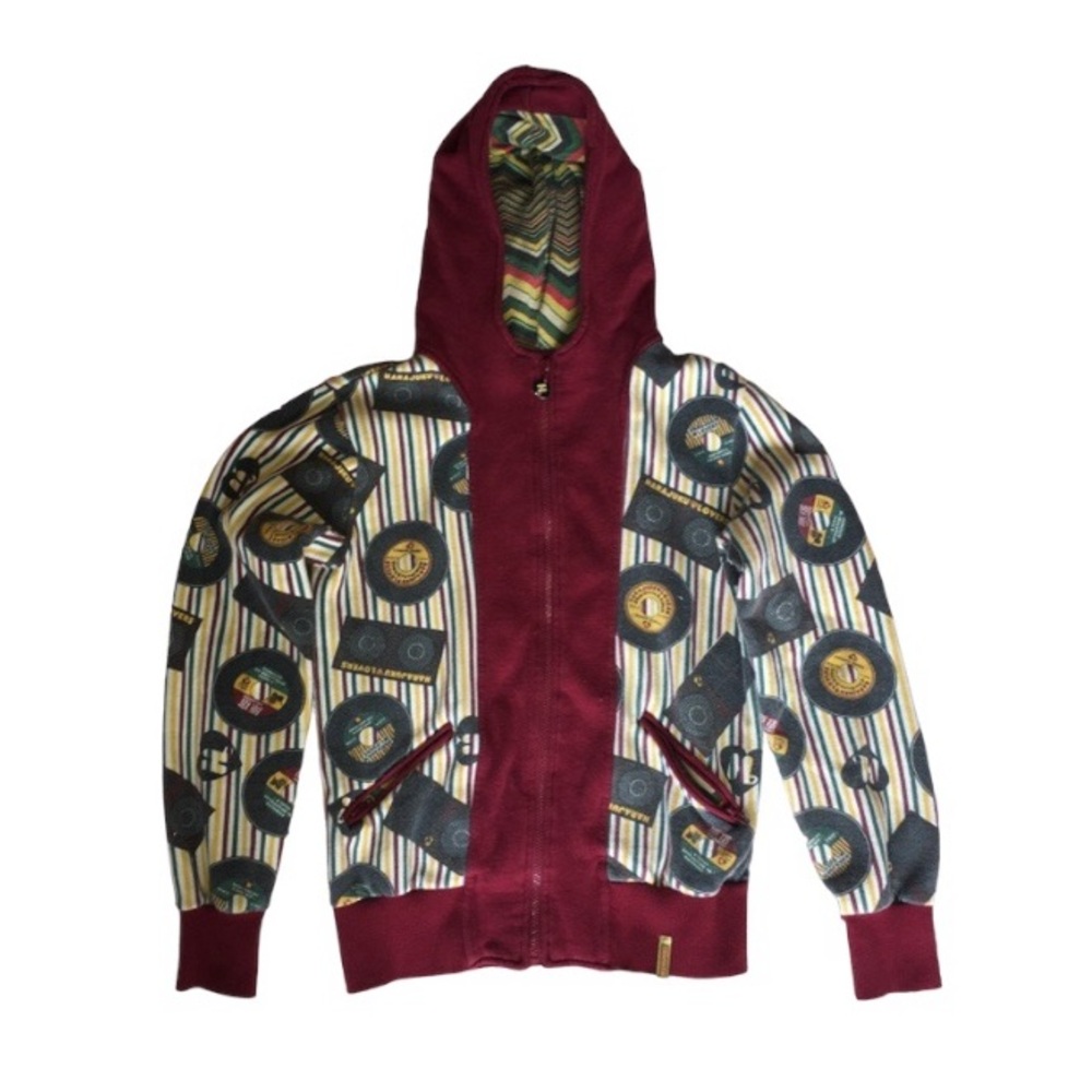 Vintage Harajuku Lovers Zip Hoodie Boombox Print Graphic Jacket, Size M